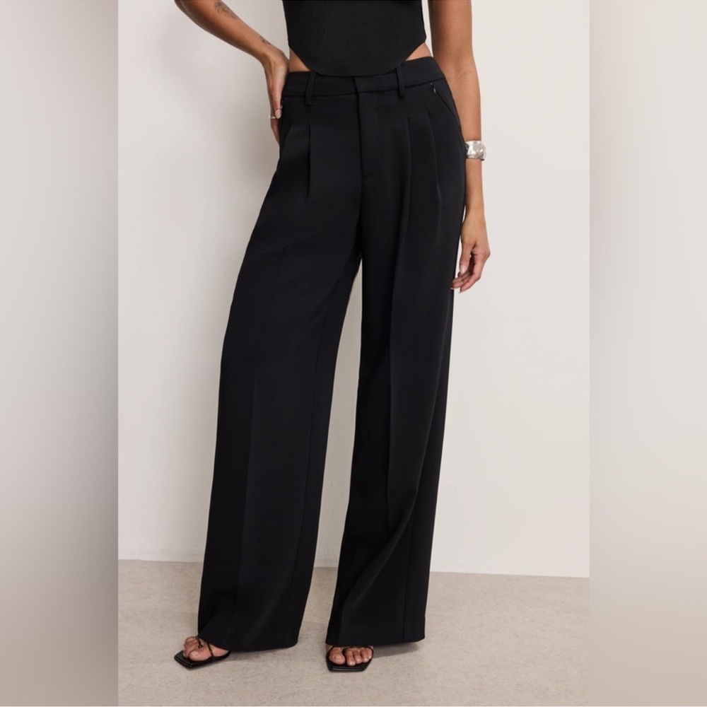 Good American Luxe Suiting Column Wide Leg Trousers Pants‎ Size 10/30 Black - Picture 2 of 16